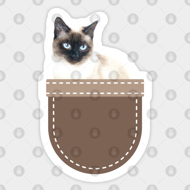 Cat in Pocket (Siamese Cat 2) Sticker by leBoosh-Designs